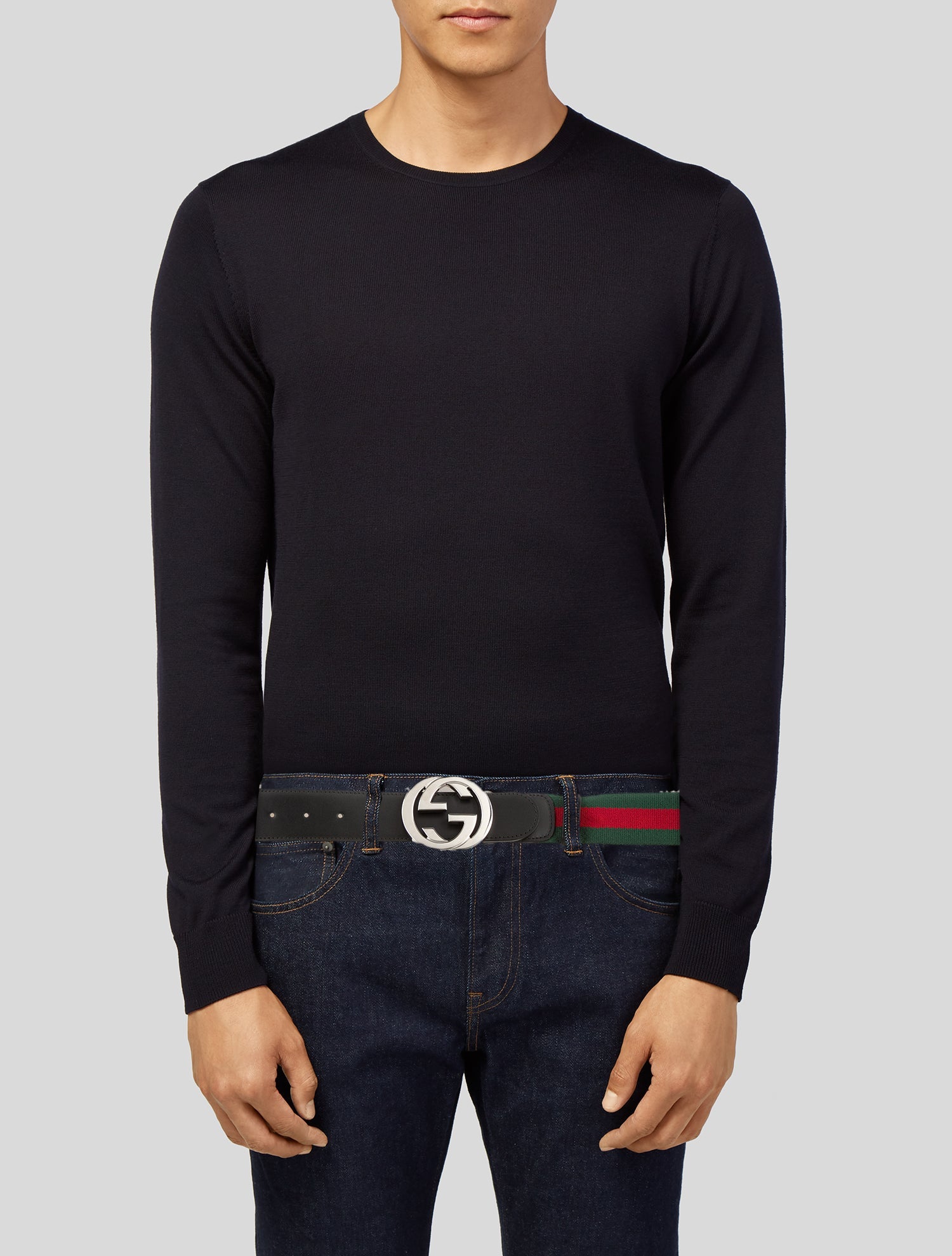 Gucci Web Accent Canvas Belt Kit